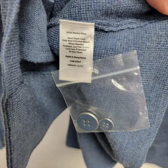 Talbots Womens Blue Pure Merino Wool Knit Blazer Sz M Two Button Pockets Career - Picture 7 of 11